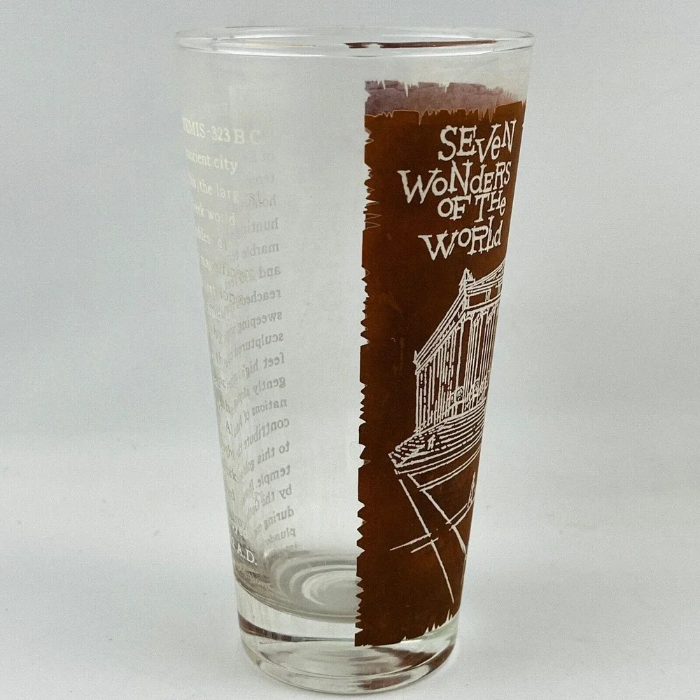 Vintage Seven Wonders Of The World Temple Of‎ Artemis Drinking Glass Tumbler